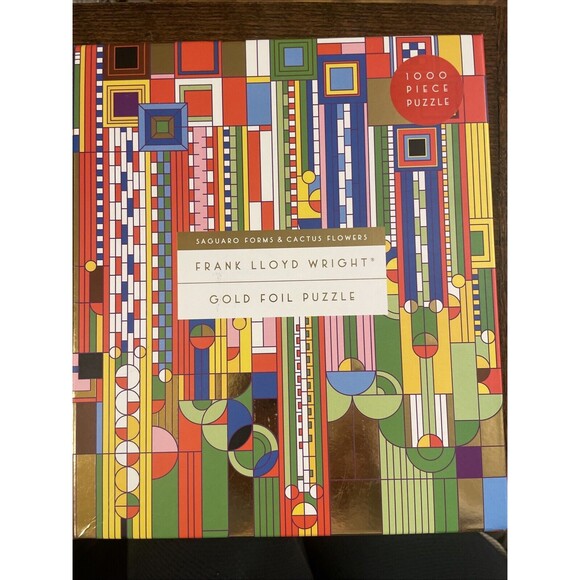 Saguaro Forms & Cactus Flowers By Frank Lloyd Wright 1000 Piece Gold Foil Puzzle - Picture 1 of 4